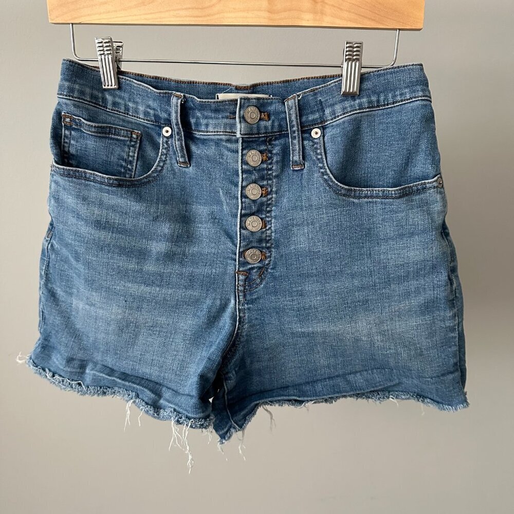 Madewell High Rise Denim Shorts Distressed Size 28